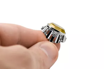 Vintage jedinečný kruh Žlutý Perydot 925 Sterling Silver VRC043S